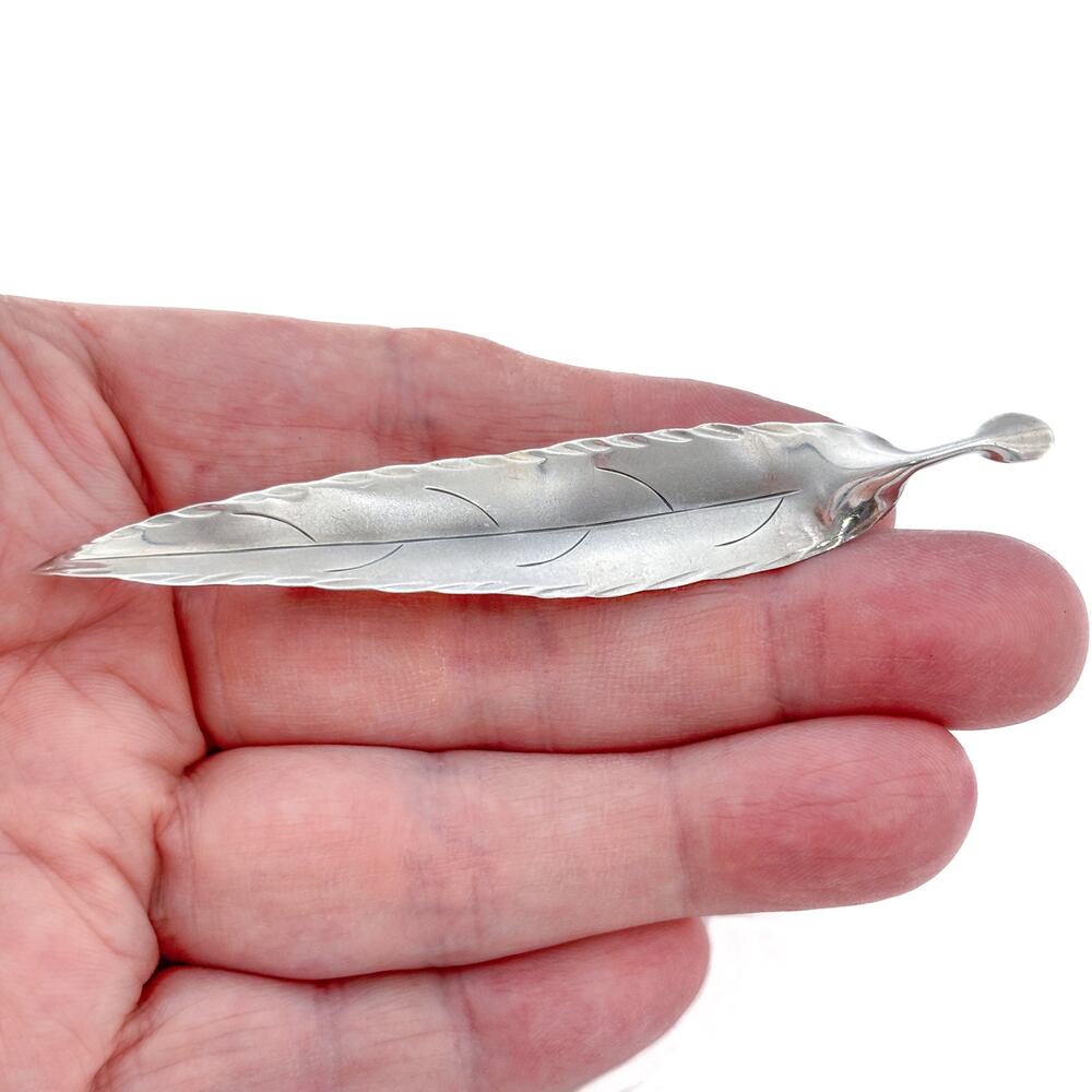 Vintage NYE Sterling Silver 925 Feather Brooch